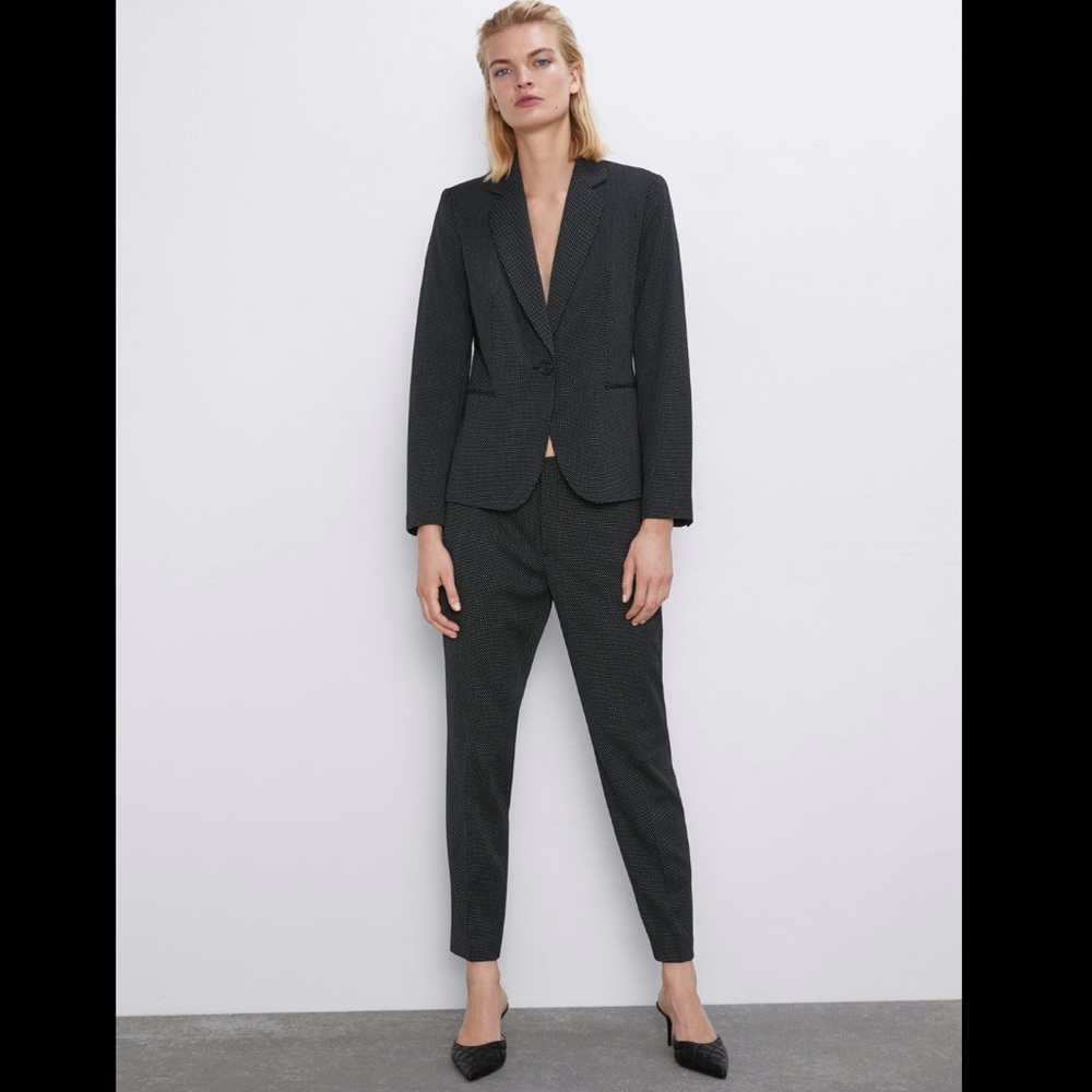 Zara textured polka dot pantsuit